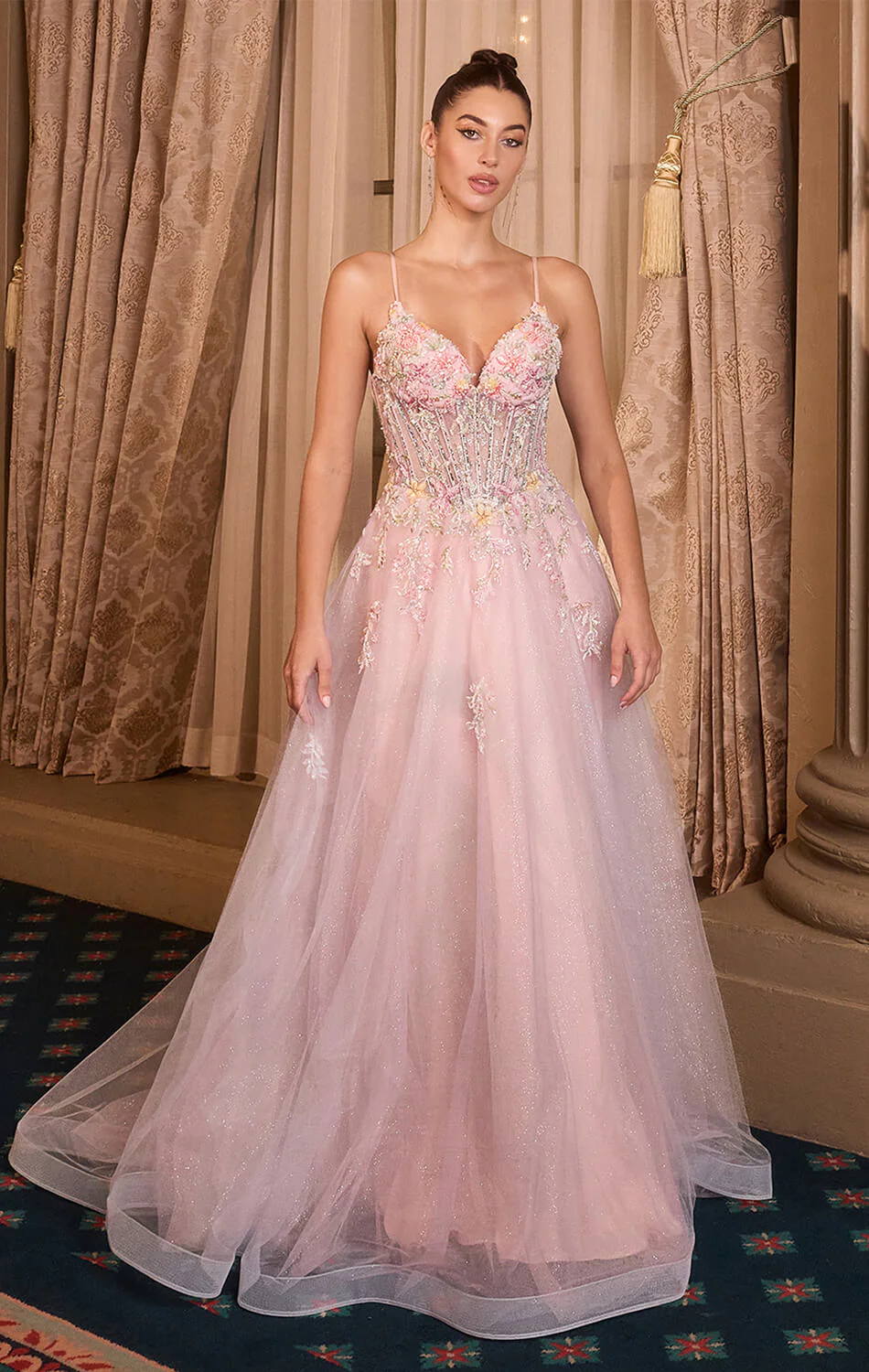 A1477 - Waltzing Beaded Bouquet Ball Gown - ANDREA & LEO