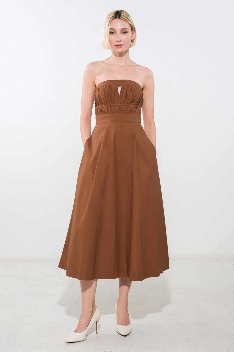 MYSTIC MIDI DRESS - STRAPLESS COTTON DRESS