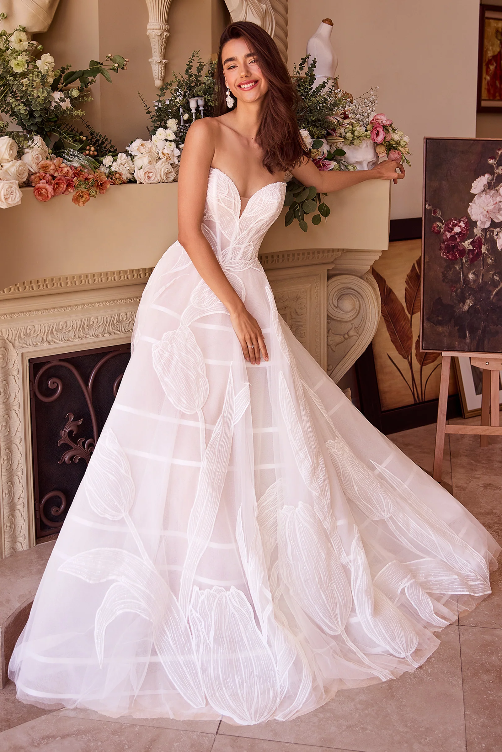 WL043 - Tulip Sequin Embroidered Wedding Ball Gown - Andrea & Leo - Image 2